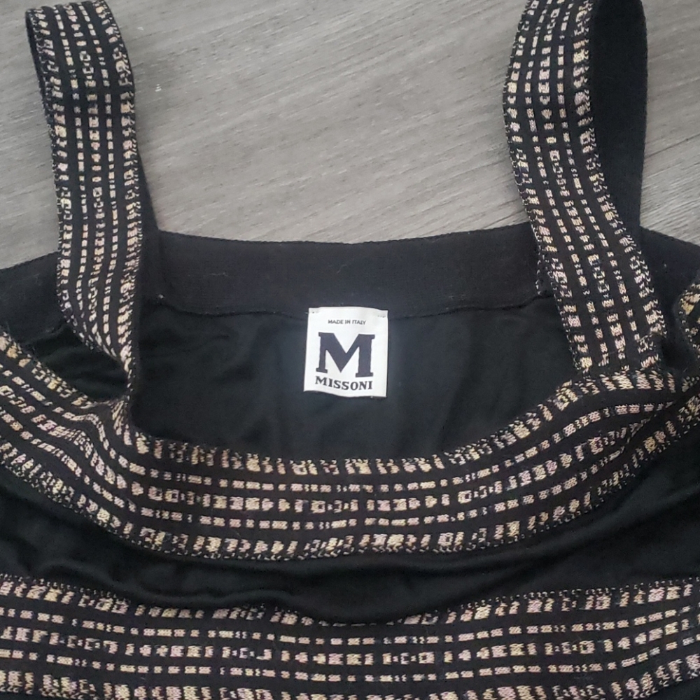 Black dress with tan and black band details - Picture 4 of 4